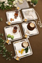 Maren Stainless Square Patterned Butterfly Detailed Presentation Tray Silver Set of 6 - 4