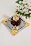 Pietra Stainless Square 4 Corners 1 Presentation Tray with Yellow Flower Detail - 2