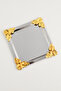 Pietra Stainless Square 4 Corners 1 Presentation Tray with Yellow Flower Detail - 5