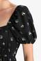 Square Neck Floral Wrinkled Short Sleeve Midi Dress F8554Ax25Au - 4