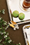 Maren Stainless Square Patterned Butterfly Detailed Presentation Tray Silver Set of 6 - 6