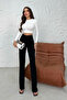 Women's Black High Waist Flared Palazzo Trousers 3021 - 3