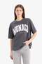 Oversize Wide Fit Crew Neck Printed Combed Cotton Short Sleeve T-Shirt E2794Ax25Sp - 3