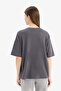 Oversize Wide Fit Crew Neck Printed Combed Cotton Short Sleeve T-Shirt E2794Ax25Sp - 6