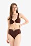 Regular Fit Wrinkled Textured Brown Bikini Bottom E0209Ax25Sm - 2