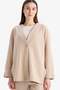 سترة إسلامية بأكمام طويلة ومظهر كتان بسيط وأزرار مسطحة من Relax Fit E5351AX25SP