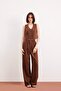 Wide Leg Zippered Regular Waist Standard Length Wide Leg Linen Blend Palazzo Pants E6210Ax25Sp