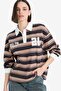 Loose Fit Striped Polo Neck Sweatshirt E7887Ax25Sp