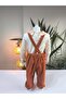 Eid Holiday Plaid Peter Pan collar Checked Suspender Salopet Suit Corded Fabric Velvet Overalls - 5