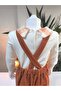 Eid Holiday Plaid Peter Pan collar Checked Suspender Salopet Suit Corded Fabric Velvet Overalls - 8
