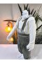 Eid Holiday Plaid Peter Pan collar Checked Suspender Salopet Suit Corded Fabric Velvet Overalls - 4