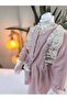 Eid Authentic Patterned Ruffled Powder Pink Baby Dress (Pack of Bag Pieces) - 8