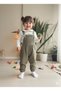 Eid Peter Pan collar Ruffle Detail Corded Fabric Velvet Girls' Salopet Set with Overalls