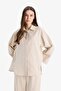 Relax Fit Linen Blend Long Sleeve Hijab Shirt Tunic B9835Ax25Sp - 3