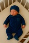 Navy Blue Velvet Men's Jumpsuit - 3