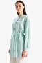 Relax Fit Striped Long Sleeve Lace-Up Hijab Shirt Tunic E5360Ax25Sp - 4