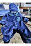 Navy Blue Velvet Men's Jumpsuit - 2
