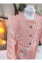Eid Long Sleeve Lace Detailed Authentic Muslin Girls' Dress with Bag Pieces - 7
