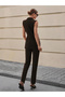 Black Belted Vest Belted Carrot Trousers Woven Fabric Double Suit - 4