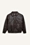 Boy's Waterproof Polo Collar Zippered Faux Leather Coat Jacket D5912A825Sp - 8