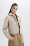 Regular Fit Polo Collar Pocket Zippered Short Cashmere Coat D5767Ax25Sp