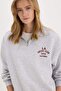 Oversized Wide Fit Zippered Mock Neck Printed Thick Sweatshirt E9281Ax25Sp - 4