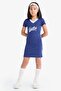 V-Neck Printed Short-Sleeved Summer Dress for Girls E2276A825Sm - 2