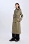 Long Trench Coat Double Breasted Collar Buttoned Pockets Belted Epaulettes D5755Ax25Sp