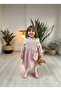 Eid Authentic Patterned Ruffled Powder Pink Baby Dress (Pack of Bag Pieces)