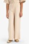 Wide Leg Beige Cotton Elastic Waist Wrinkled Textured Pants for Girls E1103A825Sp - 5