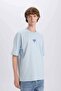 100% Cotton Oversize Wide Fit Crew Neck Back Printed Short Sleeve T-Shirt D7277Ax25Sp - 5