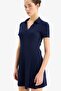 Polo Collar Corded Fabric Ribbed Knit Short-Sleeved Mini Dress E5327Ax25Sp - 4