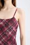 Bodycon Body-Hugging Plaids Tulle Strap Maxi Dress D5034Ax25Sp - 5