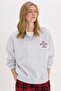 Oversized Wide Fit Zippered Mock Neck Printed Thick Sweatshirt E9281Ax25Sp