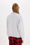 Oversized Wide Fit Zippered Mock Neck Printed Thick Sweatshirt E9281Ax25Sp - 6