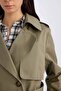 Long Trench Coat Double Breasted Collar Buttoned Pockets Belted Epaulettes D5755Ax25Sp - 4