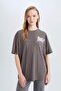 Coool Oversize Wide Fit Crew Neck Back Printed Short Sleeve T-Shirt E0637Ax25Sm - 3