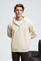 Justus Men's Hooded Kangaroo Pocket Zipper Collar Cream Sweatshirt