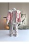 Eid-Themed Baby Girl Three-Piece Set with Coat (Sweatshirt + Fur-Trimmed Collared Coats + Pants) - 2