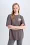 Coool Oversize Wide Fit Crew Neck Back Printed Short Sleeve T-Shirt E0637Ax25Sm - 4