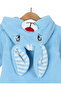 6-9 Months Hooded Rabbit-Themed Zippered Welsoft Winter Thick Jumpsuit with Ear Detail - 6