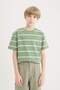 100% Cotton Crew Neck Striped Short Sleeve T-Shirt Boys D7865A825Sm - 4
