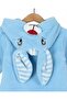 6-9 Months Hooded Rabbit-Themed Zippered Welsoft Winter Thick Jumpsuit with Ear Detail - 4