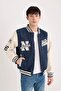 Water Repellent O Oversized Wide Fit Bomber College Collar Pocket Embroidered Snap Closure Coat D6304Ax25Sp - 3