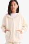 Hooded Basic Plain Pocketed School Zipper Sweatshirt for Girls D9079A825Sp