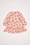 Bow Patterned Long Sleeve Twill Dress Baby Girl D9564A525SP - 4