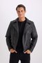 Water Repellent Shirt Collar Zipper Pocket Shoulder Detail Faux Leather Coat D6244Ax25Sp - 7