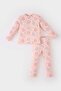 Baby Girl Pajama Set Ribbed Camisole Crew Neck Rabbit Printed Long Sleeve Top Elastic Waist U