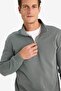 Comfort Regular Fit Relaxed Fit Zippered Mock Neck Basic Plain Sweatshirt X7405AZ24AU