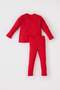 Baby Girls Pajama Set Ribbed Camisole Crew Neck Embroidered Long Sleeve Top with Elastic Waist Long Bottom - 4